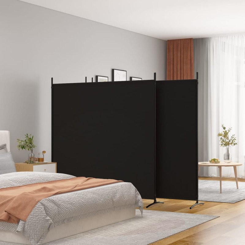 4-tlg. Paravent Schwarz 698x180 cm Stoff 4-tlg. Paravent Schwarz 698x180 cm Stoff