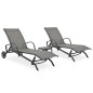 vidaXL Sonnenliegen 2 Stk. mit Tisch Textilene und Stahl vidaXL Sonnenliegen 2 Stk. mit Tisch Textilene und Stahl