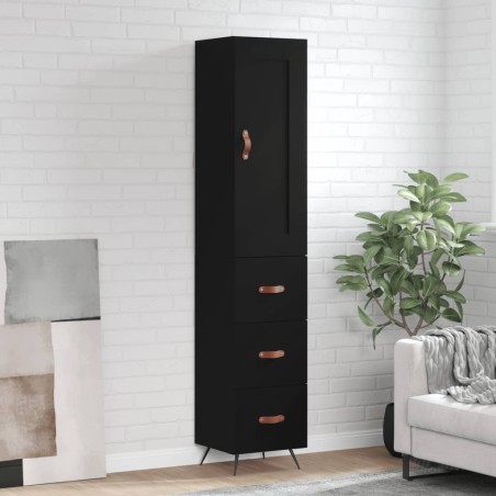 Highboard Schwarz 34,5x34x180 cm Holzwerkstoff