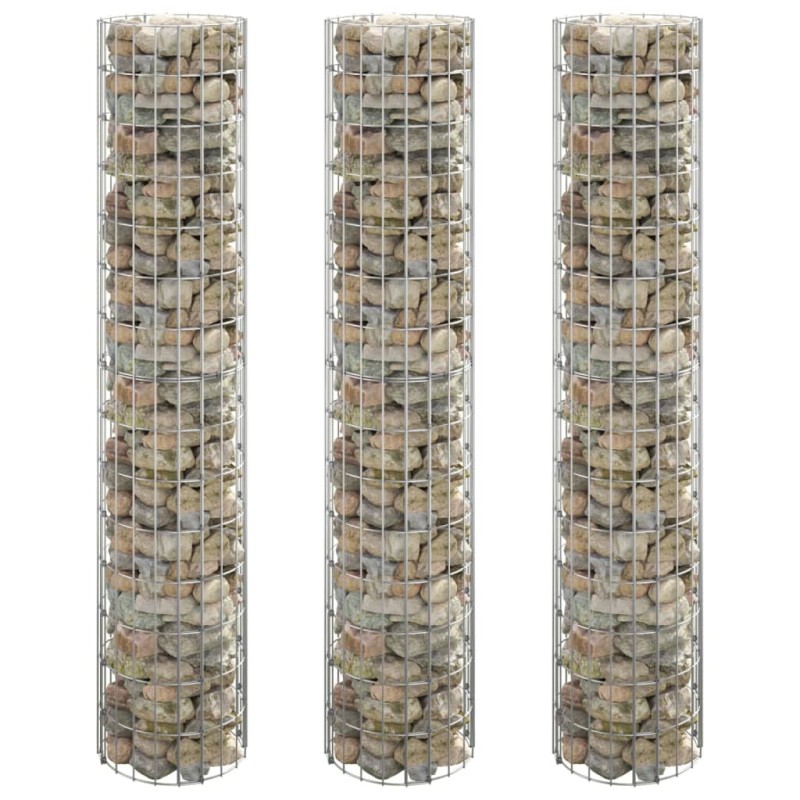 Gabionen-Hochbeete 3 Stk. Rund Verzinkter Stahl Ø30x150 cm Gabionen-Hochbeete 3 Stk. Rund Verzinkter Stahl Ø30x150 cm