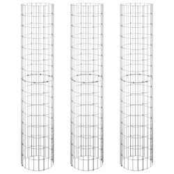 Gabionen-Hochbeete 3 Stk. Rund Verzinkter Stahl Ø30x150 cm