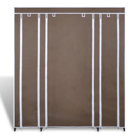 vidaXL Stoffschrank mit Fächern und Stangen 45×150×176 cm Braun  