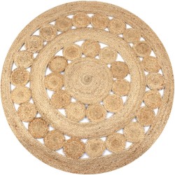 vidaXL Teppich Geflochten Jute 150 cm Rund