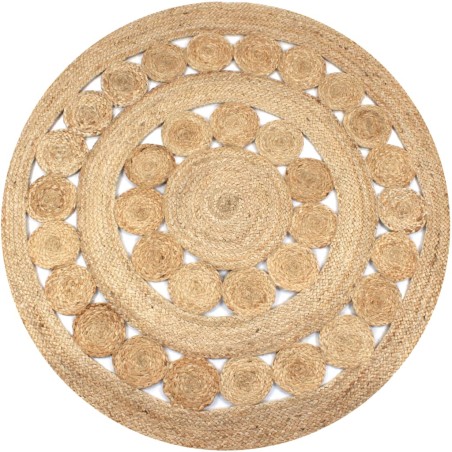 vidaXL Teppich Geflochten Jute 150 cm Rund