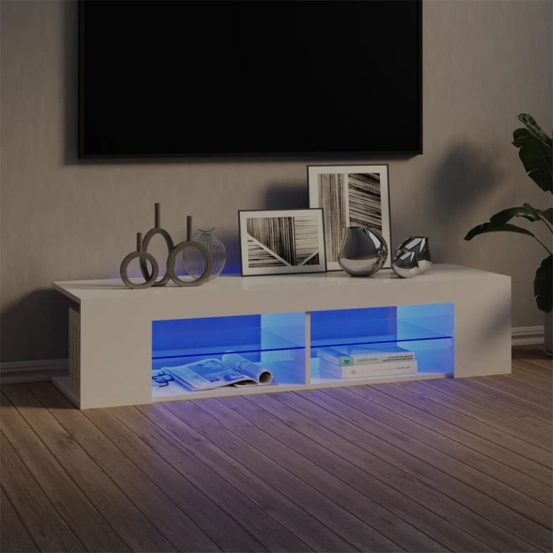 TV-Schrank mit LED-Leuchten Hochglanz-Weiß 135x39x30 cm TV-Schrank mit LED-Leuchten Hochglanz-Weiß 135x39x30 cm