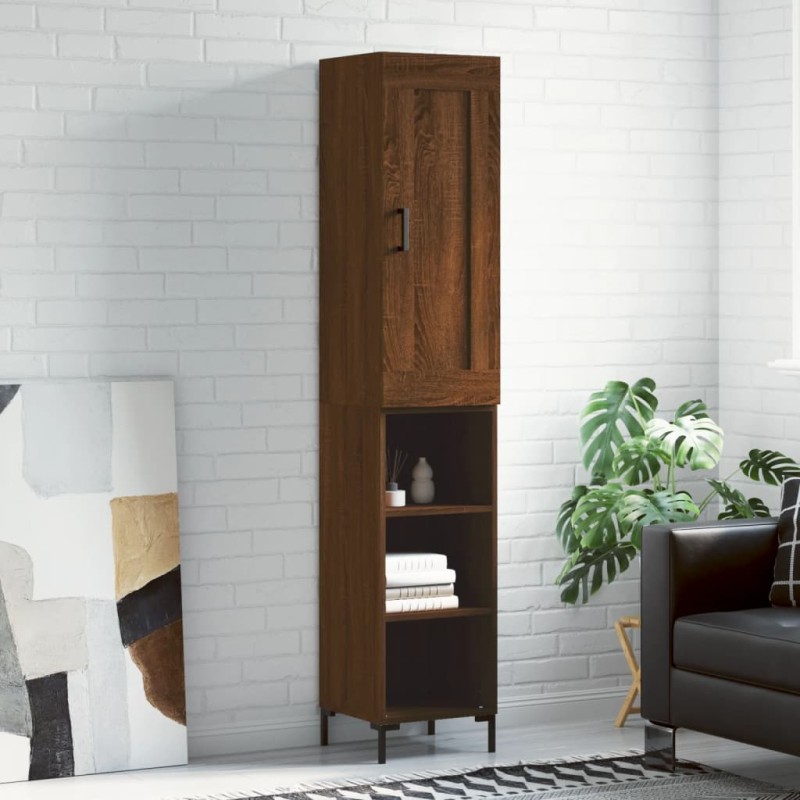 Highboard Braun Eichen-Optik 34,5x34x180 cm Holzwerkstoff Highboard Braun Eichen-Optik 34,5x34x180 cm Holzwerkstoff