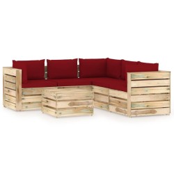 vidaXL 6-tlg. Garten-Lounge-Set mit Kissen Grün Imprägniertes Holz