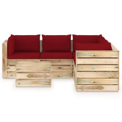 vidaXL 6-tlg. Garten-Lounge-Set mit Kissen Grün Imprägniertes Holz
