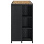 Bartisch mit Regal Schwarz 120x60x110 cm Poly Rattan Bartisch mit Regal Schwarz 120x60x110 cm Poly Rattan