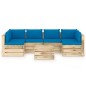 7-tlg. Garten-Lounge-Set mit Kissen Grün Imprägniertes Holz 7-tlg. Garten-Lounge-Set mit Kissen Grün Imprägniertes Holz