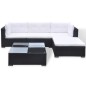 5-tlg. Garten-Lounge-Set mit Kissen Poly Rattan Schwarz 5-tlg. Garten-Lounge-Set mit Kissen Poly Rattan Schwarz