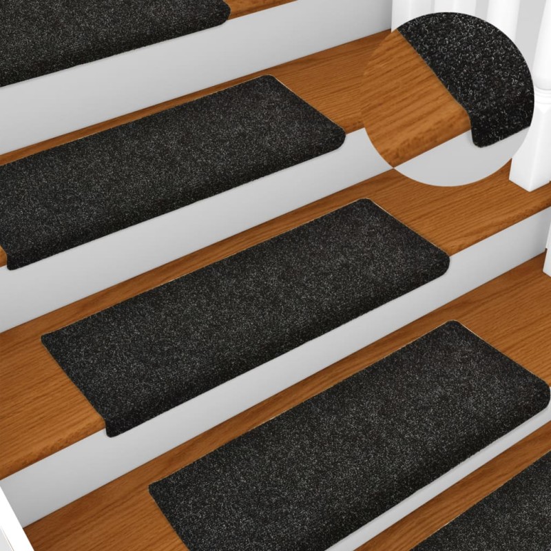 Treppenmatten 15 Stk. Nadelvlies 65x21x4 cm Schwarz Treppenmatten 15 Stk. Nadelvlies 65x21x4 cm Schwarz