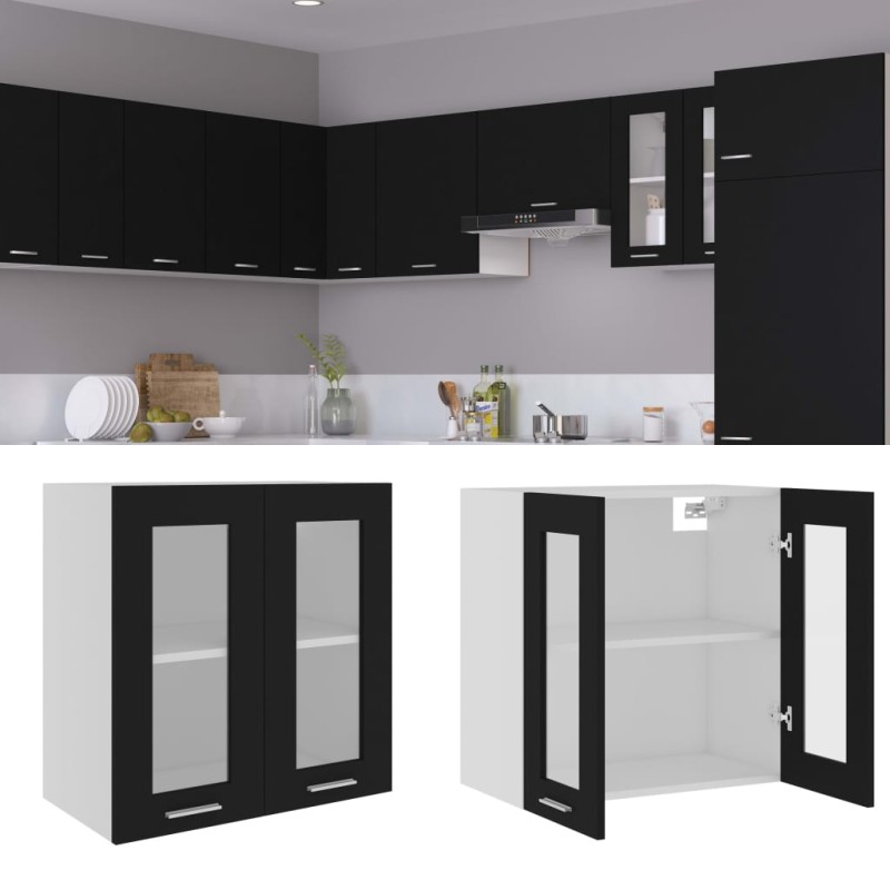 vidaXL Hängeglasschrank Schwarz 60x31x60 cm Holzwerkstoff vidaXL Hängeglasschrank Schwarz 60x31x60 cm Holzwerkstoff