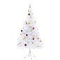 Künstlicher Weihnachtsbaum mit Kugeln und LEDs Weiß 150 cm Künstlicher Weihnachtsbaum mit Kugeln und LEDs Weiß 150 cm