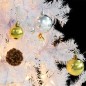 Künstlicher Weihnachtsbaum mit Kugeln und LEDs Weiß 150 cm Künstlicher Weihnachtsbaum mit Kugeln und LEDs Weiß 150 cm