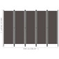 5-tlg. Raumteiler Anthrazit 250x180 cm 5-tlg. Raumteiler Anthrazit 250x180 cm