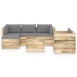 6-tlg. Garten-Lounge-Set mit Kissen Grün Imprägniertes Holz