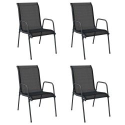 Gartenstühle 4 Stk. Stahl und Textilene Schwarz