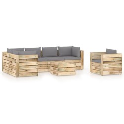 7-tlg. Garten-Lounge-Set mit Kissen Grün Imprägniertes Holz