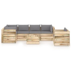 7-tlg. Garten-Lounge-Set mit Kissen Grün Imprägniertes Holz