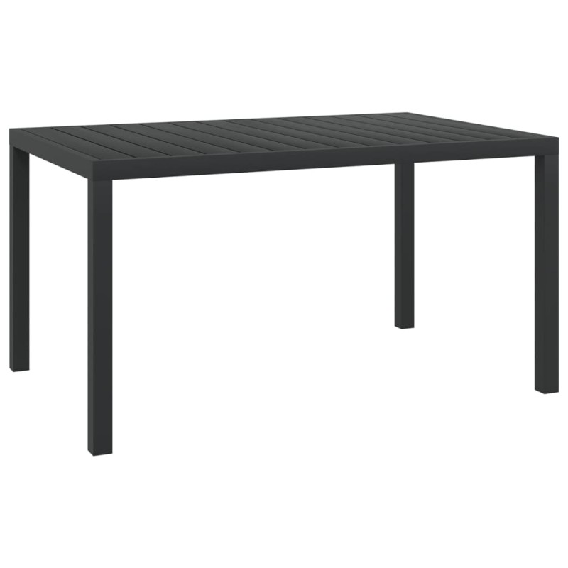Garten-Esstisch WPC Aluminium 150 x 90 x 74 cm Schwarz Garten-Esstisch WPC Aluminium 150 x 90 x 74 cm Schwarz