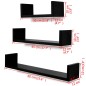 3er Set MDF Wandregal Hängeregal für Bücher/DVD, U-förmig, schwarz 3er Set MDF Wandregal Hängeregal für Bücher/DVD, U-förmig, schwarz