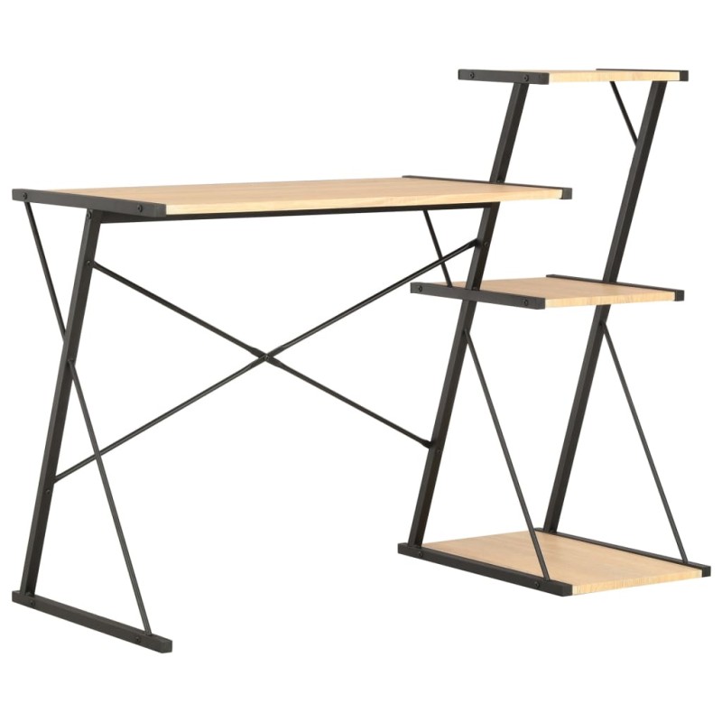 Schreibtisch mit Regal Schwarz und Eiche 116×50×93 cm Schreibtisch mit Regal Schwarz und Eiche 116×50×93 cm