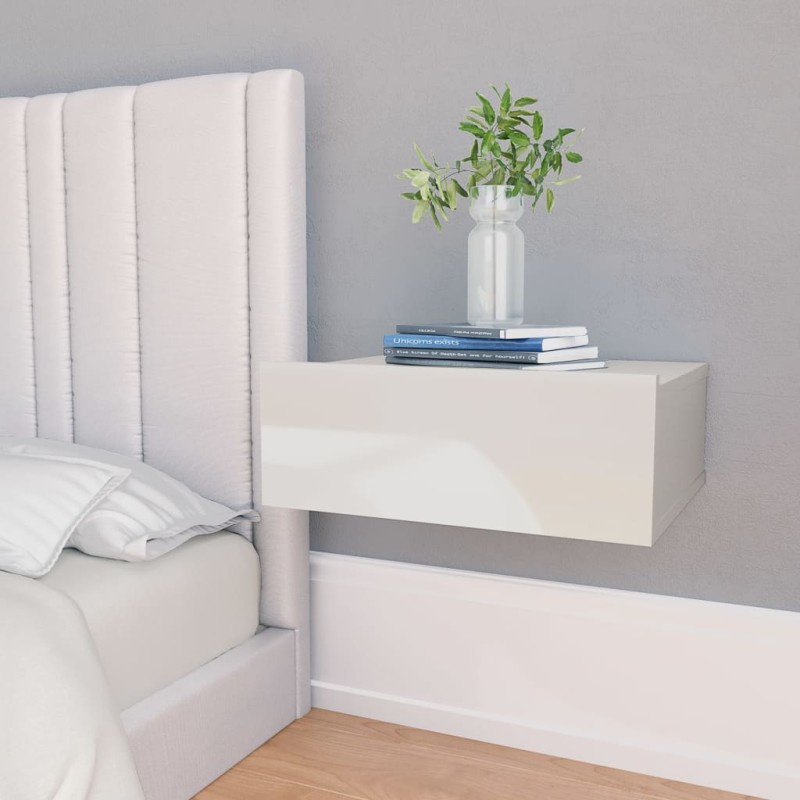 vidaXL Hängender Nachttisch Hochglanz-Weiß 40x30x15 cm Holzwerkstoff vidaXL Hängender Nachttisch Hochglanz-Weiß 40x30x15 cm Holzwerkstoff