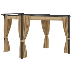 vidaXL Pavillon mit Vorhängen 3x3 m Taupe Stahl