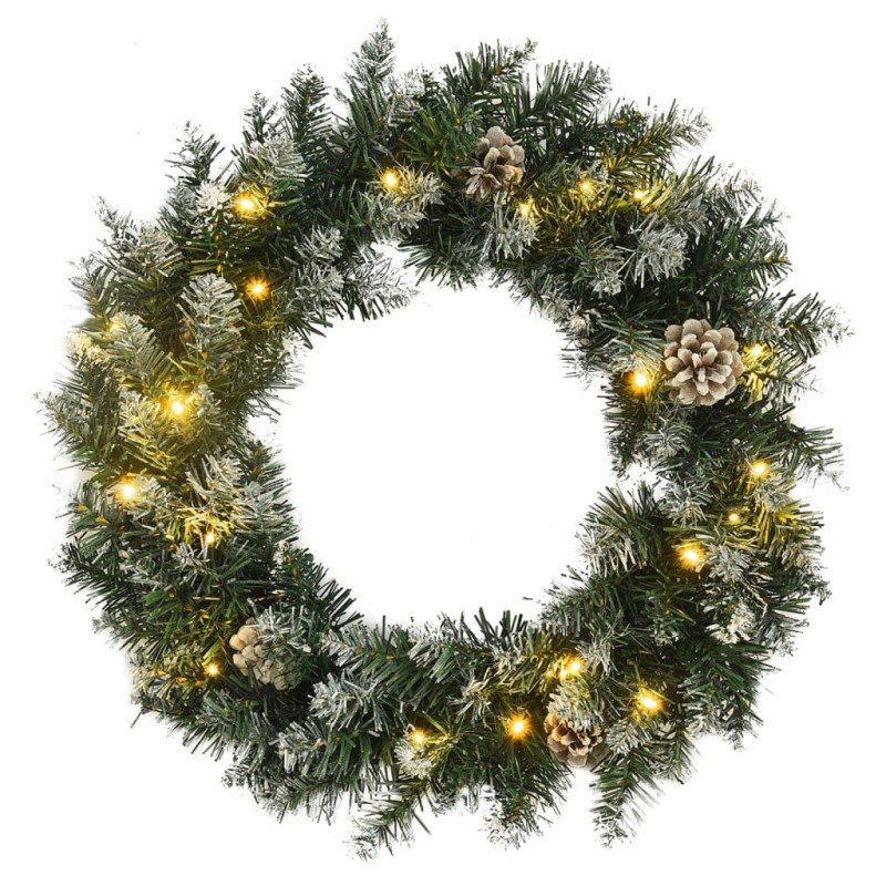 Weihnachtskranz mit LED-Leuchten Grün 45 cm PVC Weihnachtskranz mit LED-Leuchten Grün 45 cm PVC