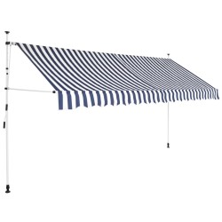 vidaXL Einziehbare Markise Handbetrieben 350 cm Blau/Weiß Gestreift