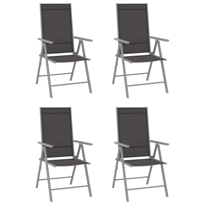 Gartenstühle Klappbar 4 Stk. Textilene Schwarz Gartenstühle Klappbar 4 Stk. Textilene Schwarz
