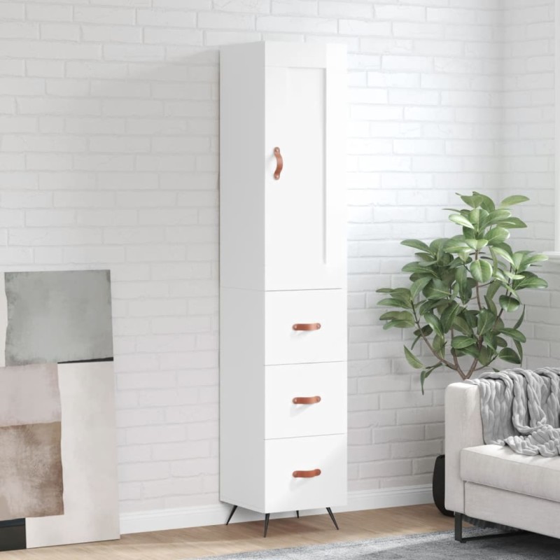 vidaXL Highboard Hochglanz-Weiß 34,5x34x180 cm Holzwerkstoff vidaXL Highboard Hochglanz-Weiß 34,5x34x180 cm Holzwerkstoff