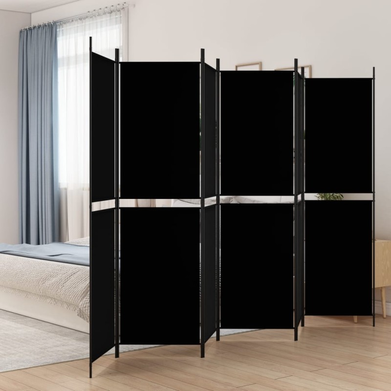 6-tlg. Paravent Schwarz 300x200 cm Stoff 6-tlg. Paravent Schwarz 300x200 cm Stoff