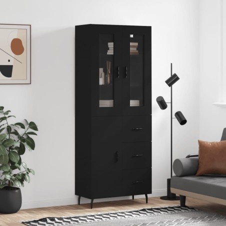 vidaXL Highboard Schwarz 69,5x34x180 cm Holzwerkstoff