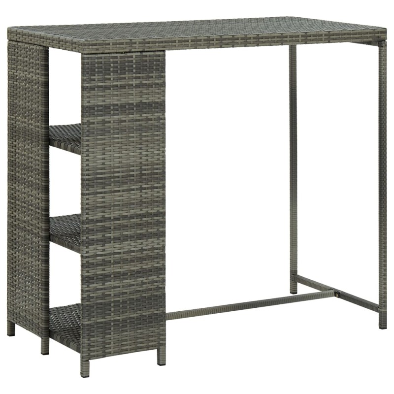 Bartisch mit Regal Grau 120x60x110 cm Poly Rattan Bartisch mit Regal Grau 120x60x110 cm Poly Rattan