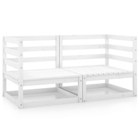 vidaXL Garten-Ecksofas 2 Stk. Weiß Kiefer Massivholz