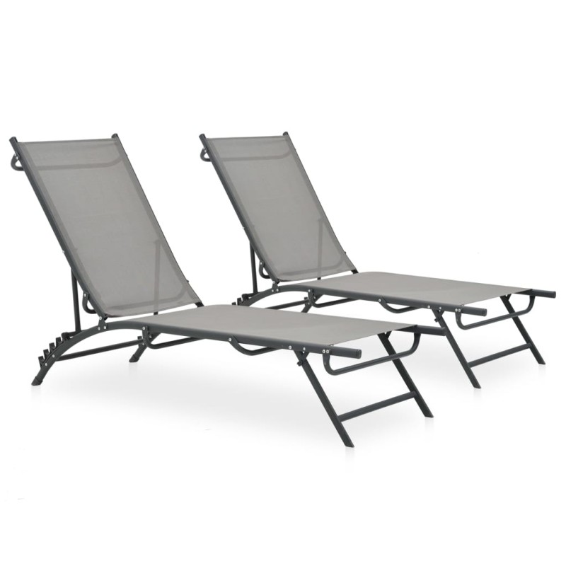 Sonnenliegen 2 Stk. Textilene und Stahl Sonnenliegen 2 Stk. Textilene und Stahl