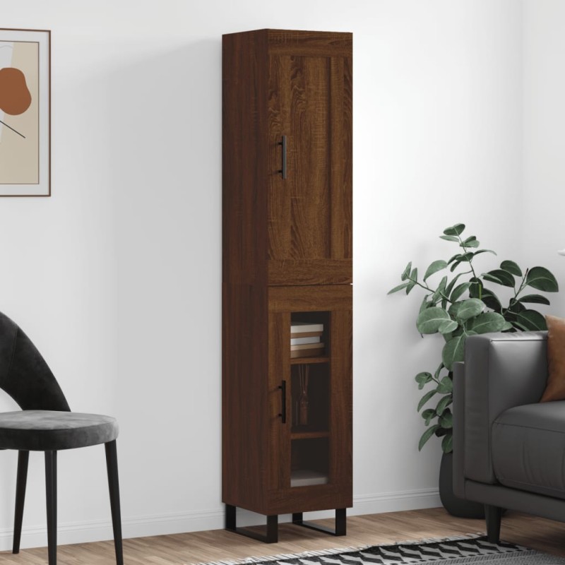 Highboard Braun Eichen-Optik 34,5x34x180 cm Holzwerkstoff Highboard Braun Eichen-Optik 34,5x34x180 cm Holzwerkstoff