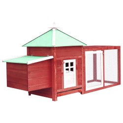 Hühnerstall mit Hühnernest Rot 190x72x102 cm Tanne Massivholz