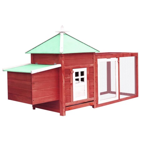 Hühnerstall mit Hühnernest Rot 190x72x102 cm Tanne Massivholz