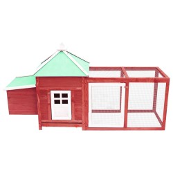 Hühnerstall mit Hühnernest Rot 190x72x102 cm Tanne Massivholz