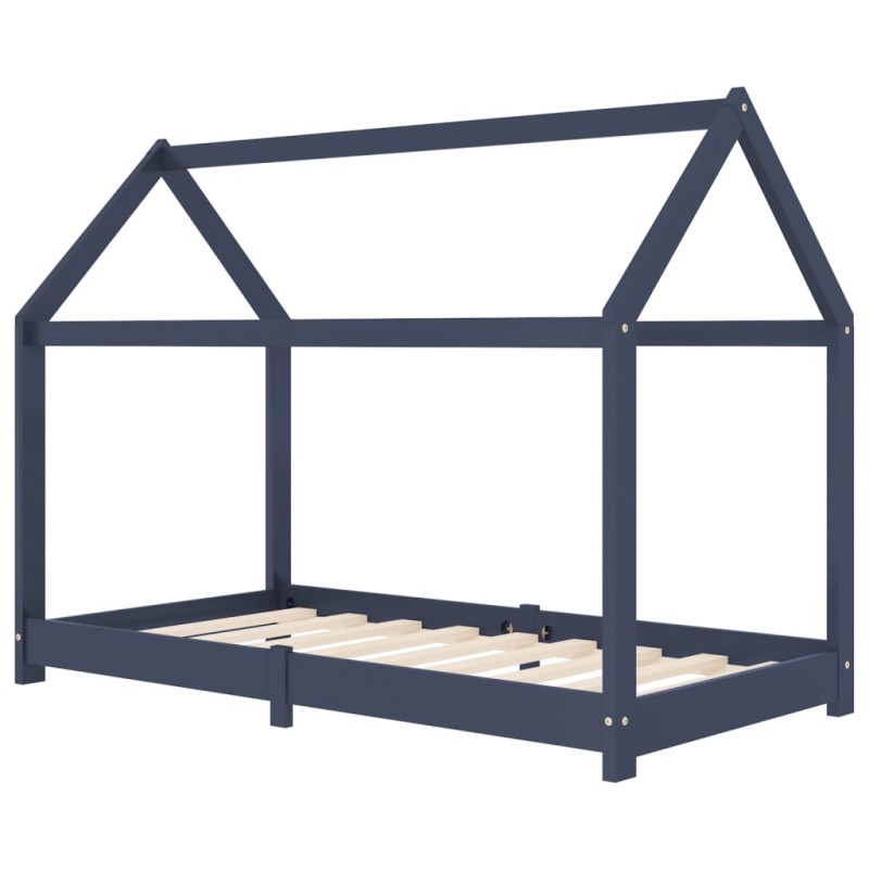 Kinder-Bettgestell Grau Massivholz Kiefer 80 x 160 cm Kinder-Bettgestell Grau Massivholz Kiefer 80 x 160 cm