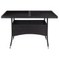 Garten-Esstisch Schwarz Poly Rattan und Glas Garten-Esstisch Schwarz Poly Rattan und Glas