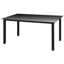 vidaXL Gartentisch Schwarz 150x90x74 cm Aluminium und Glas