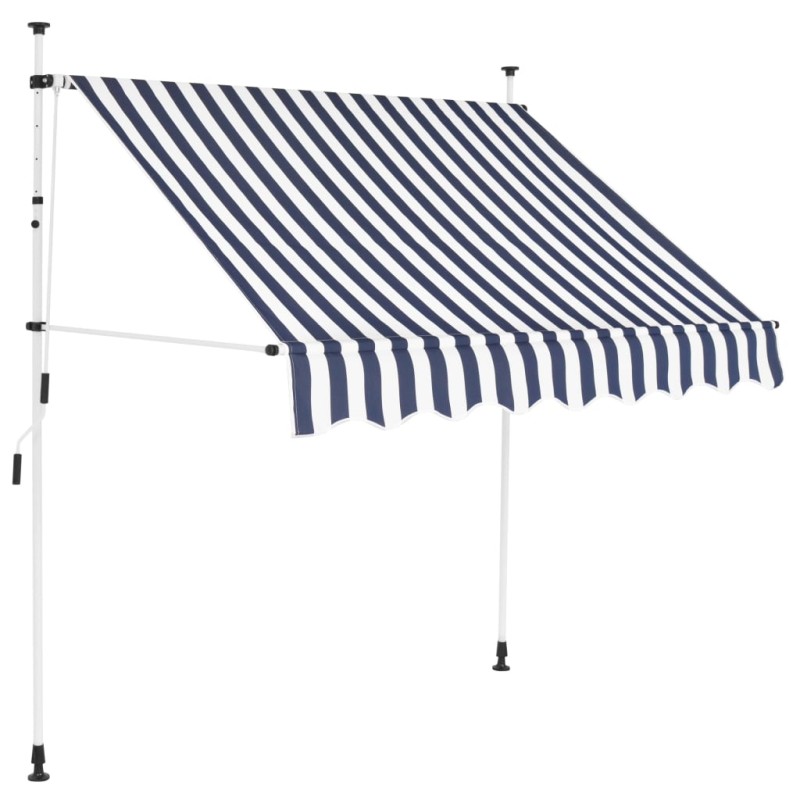Einziehbare Markise Handbetrieben 150 cm Blau/Weiß Gestreift Einziehbare Markise Handbetrieben 150 cm Blau/Weiß Gestreift