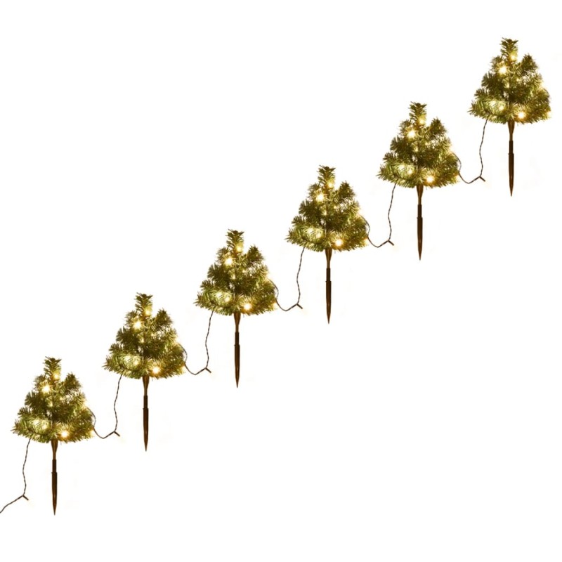 Wegbeleuchtung Weihnachtsbäume 6 Stk. Warmweiße LEDs 45 cm PVC Wegbeleuchtung Weihnachtsbäume 6 Stk. Warmweiße LEDs 45 cm PVC