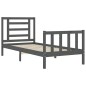 Massivholzbett mit Kopfteil Grau 90x200 cm Massivholzbett mit Kopfteil Grau 90x200 cm