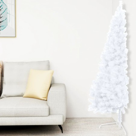 Künstlicher Halber Weihnachtsbaum mit Ständer Weiß 210 cm PVC