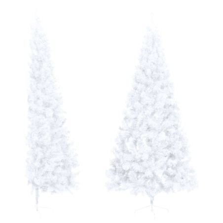 Künstlicher Halber Weihnachtsbaum mit Ständer Weiß 210 cm PVC
